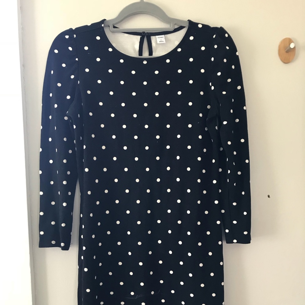 Black Polka Dot Dress with long sleeves